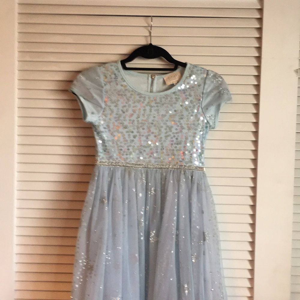 Light Blue Sequin Tulle Party Dress for Girls